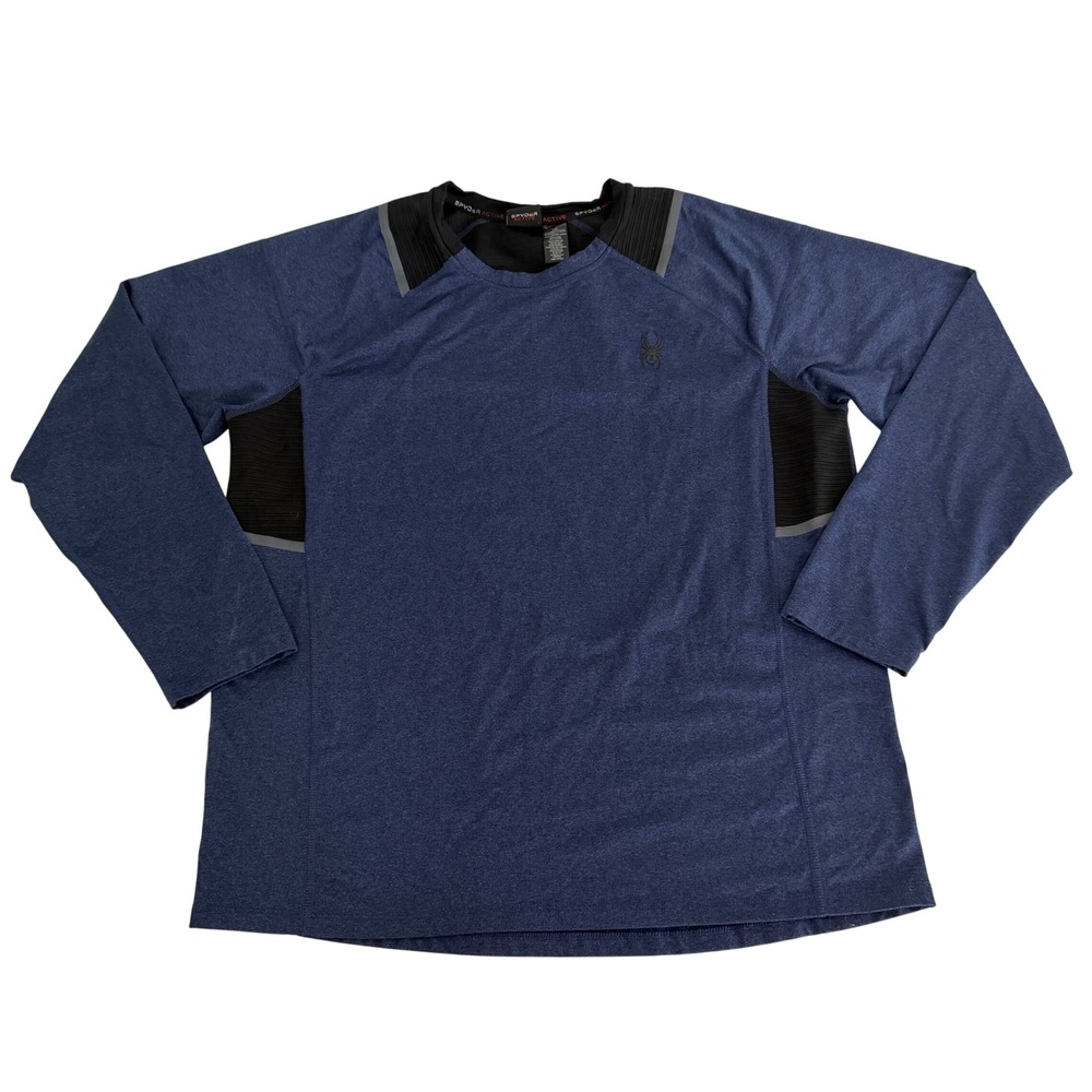 Spyder Active Mens Large ProWeb Long Sleeve Performance Shirt Navyā Blue